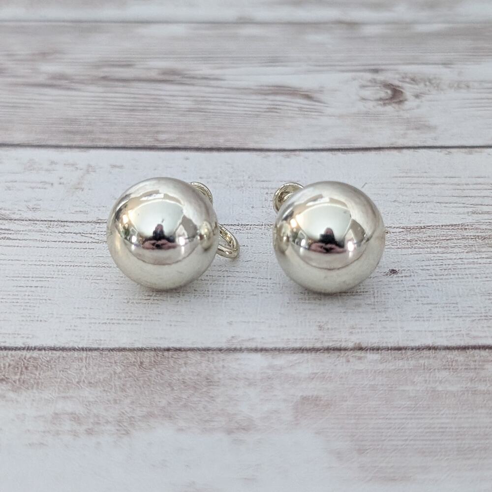 Vintage Screw On Earrings 5/8" Gold Tone Ball